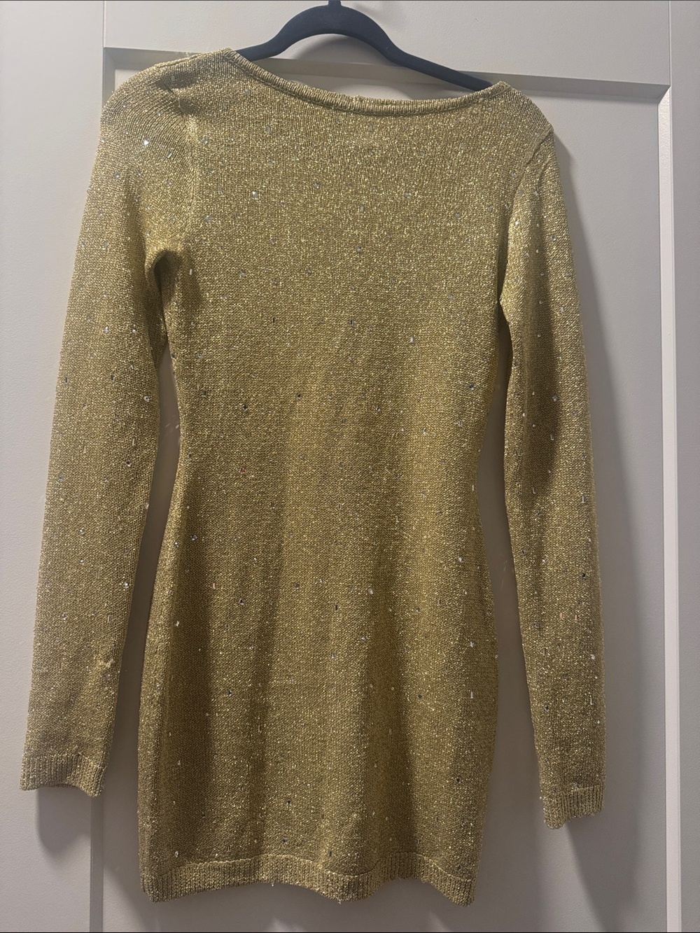 PrettyLittleThing Gold Long Sleeve Sparkle Dress
